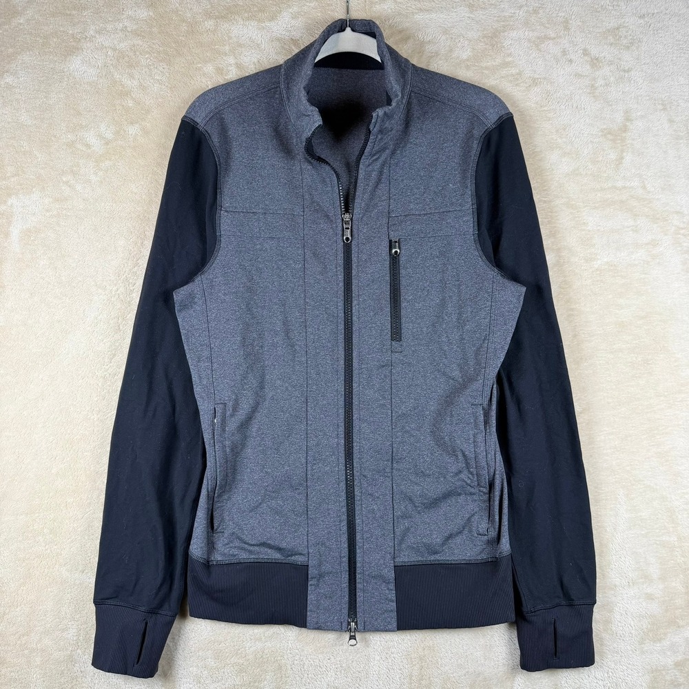 Lululemon Men's Post Gravity‎ Jacket Heathered Black w/Black Sleeves Size S EUC